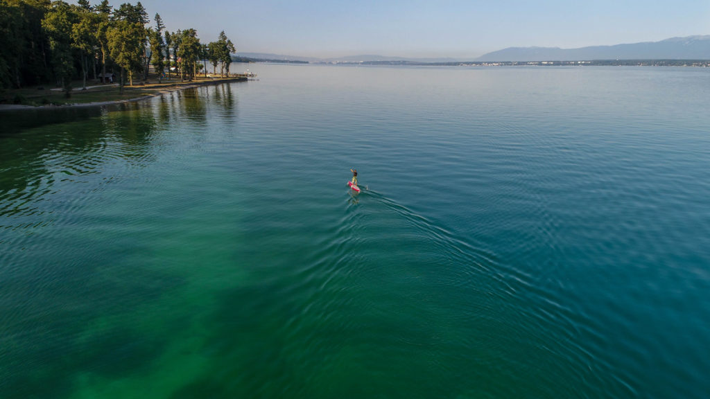 Drone Léman : randonnée stand up paddle sur le lac Léman